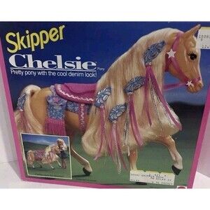 1992 Barbie Skipper Chelsie Pony Pretty Pony Denim Look 10081 Box Not Included